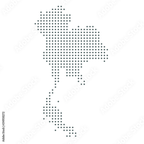 Thailand map dotted, grey point, on white background. Vector illustration. Web design, wallpaper, flyers, footage, posters, brochure, banners.