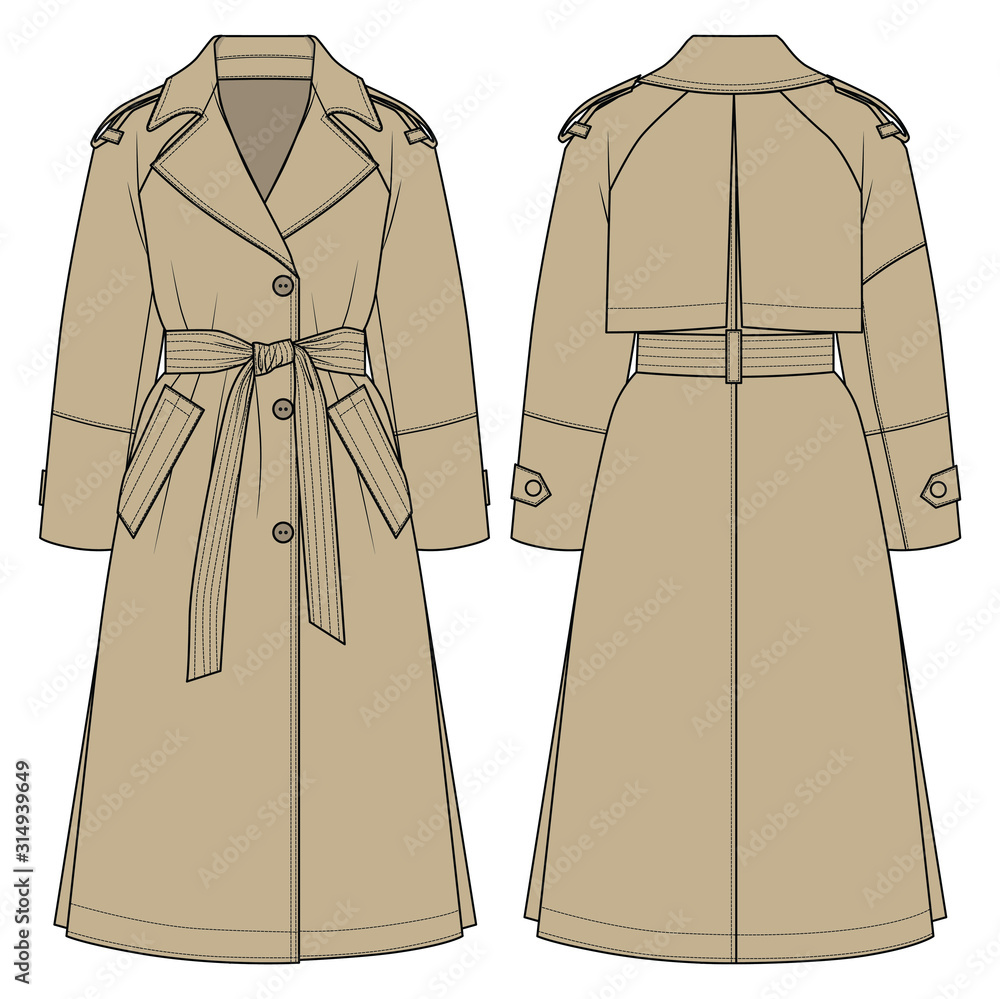 Vecteur Stock Female trench coat. Vector sketch | Adobe Stock