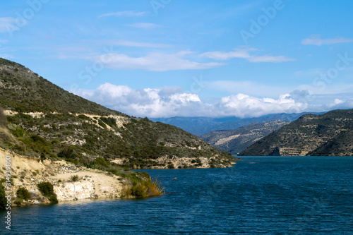 View of Kouris water reservoir, Cyprus in January