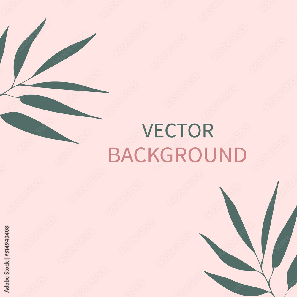 Vector card with plants, leaves and copy space for text. Graphic design for banners