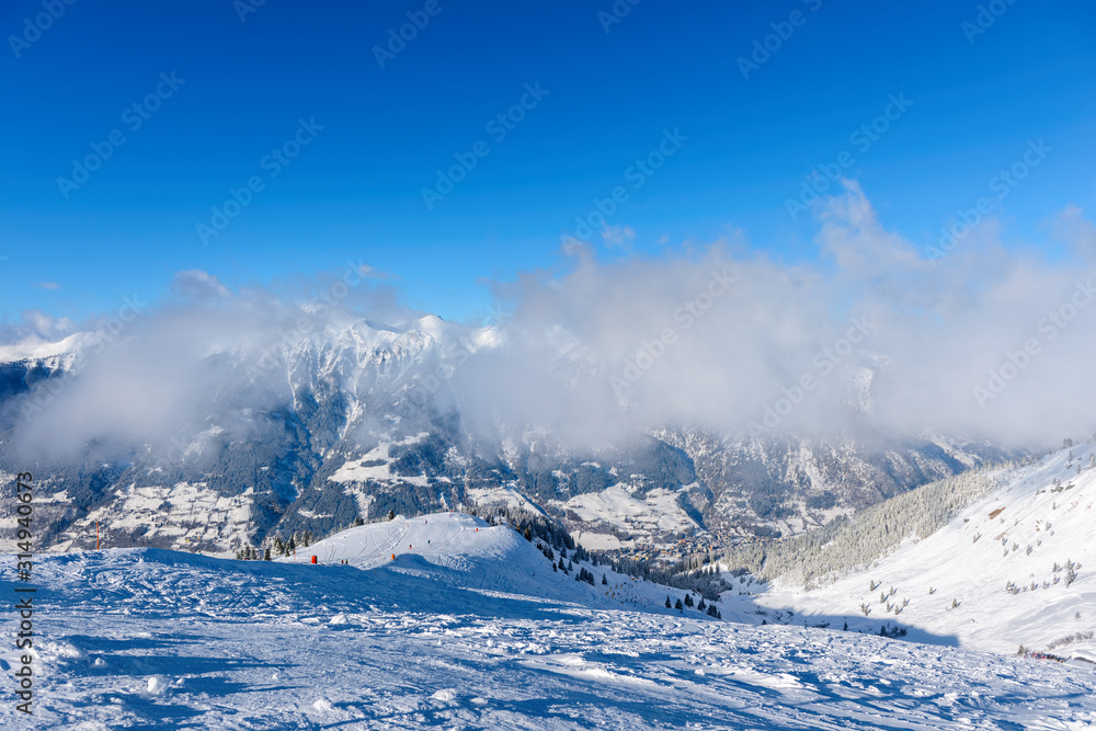Mountains ski resort Bad Hofgastein Austria. View from mountain