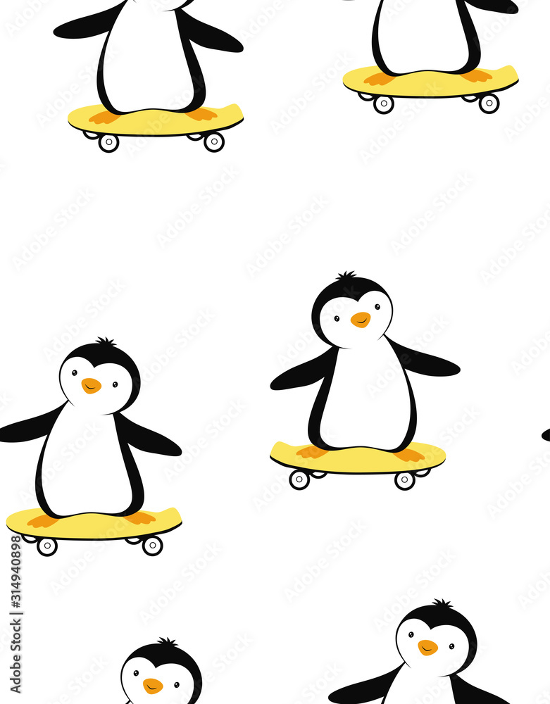 Obraz premium cartoon pattern with penguins, summer print