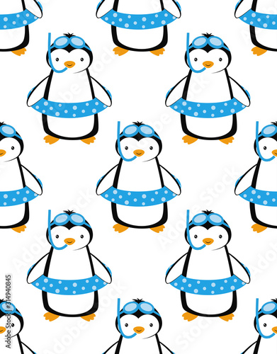 cartoon pattern with penguins, summer print