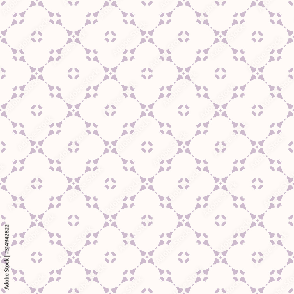 Fototapeta Abstract floral seamless pattern. Subtle lilac and white geometric ornament