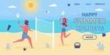 Happy Summer Holidays Vector Landing Page Template