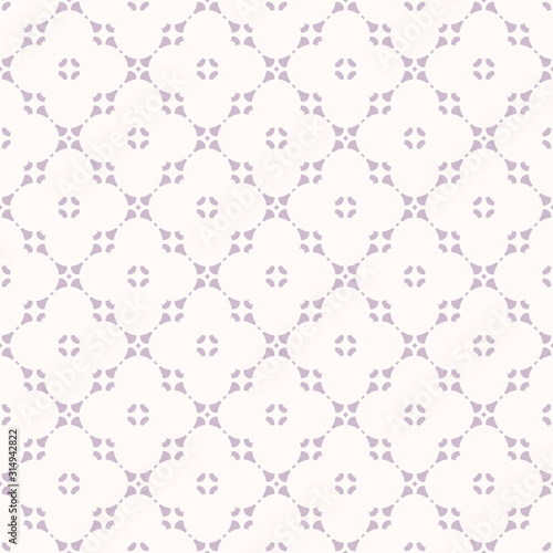 Abstract floral seamless pattern. Subtle lilac and white geometric ornament
