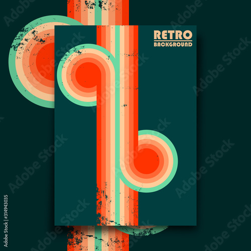 Photography Retro design poster with vintage grunge texture and colorful twisted stripes