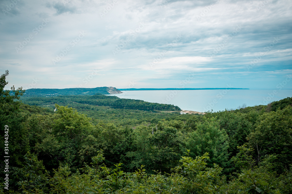 Landscape shot of North Manitou Island from the Sleeping Bear Dunes