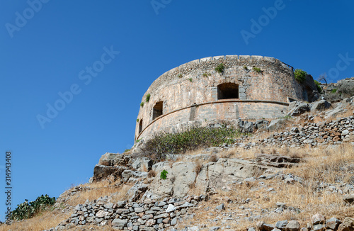 old building on the island, beautiful summer landscape,