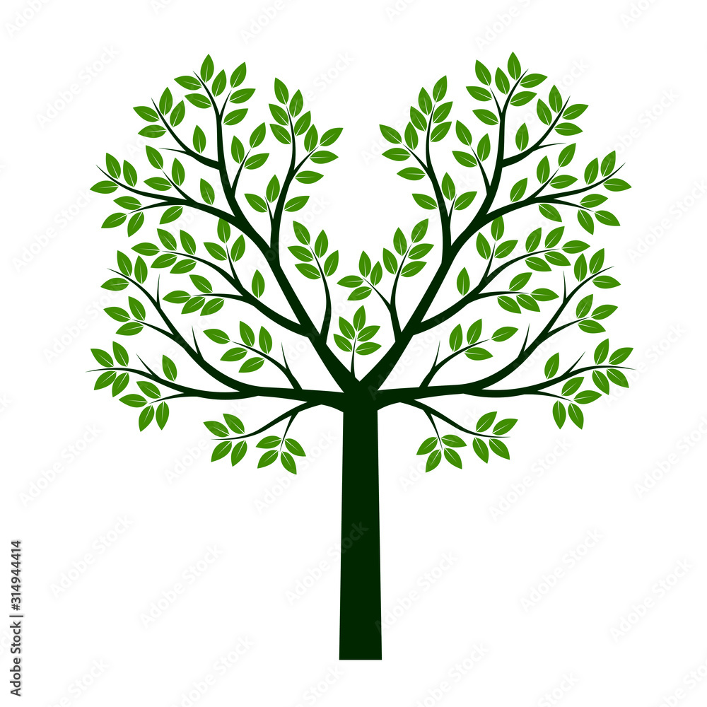 Vector Tree and green Leaves. Vector Illustration and graphic element. Plant in Garden. Vector Tree and green Leaves. Vector Illustration and graphic element. Plant in Garden.