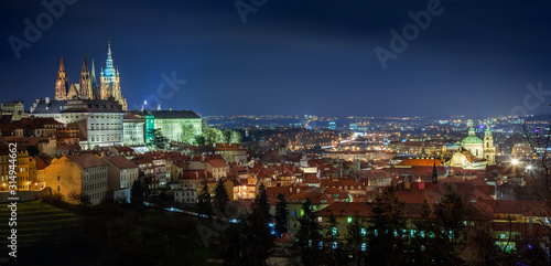 Beautiful panorama of night Prague