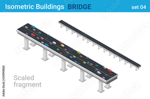Isometric Bridge flat vector collection