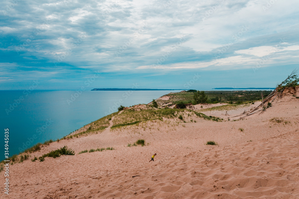 South Manitou Island from the top of Sleeping Bear Dunes