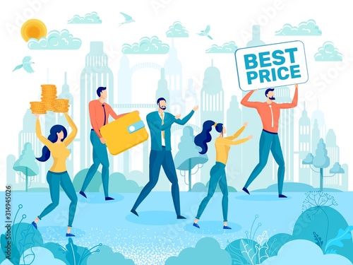 City Real Estate Best Price Flat Vector Concept