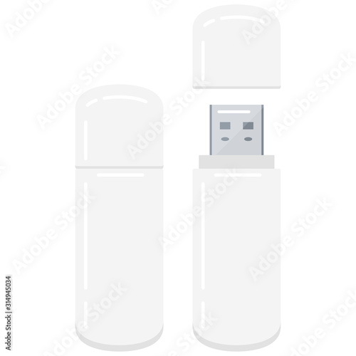 Usb flash drive icon isolated on white background in flat style.