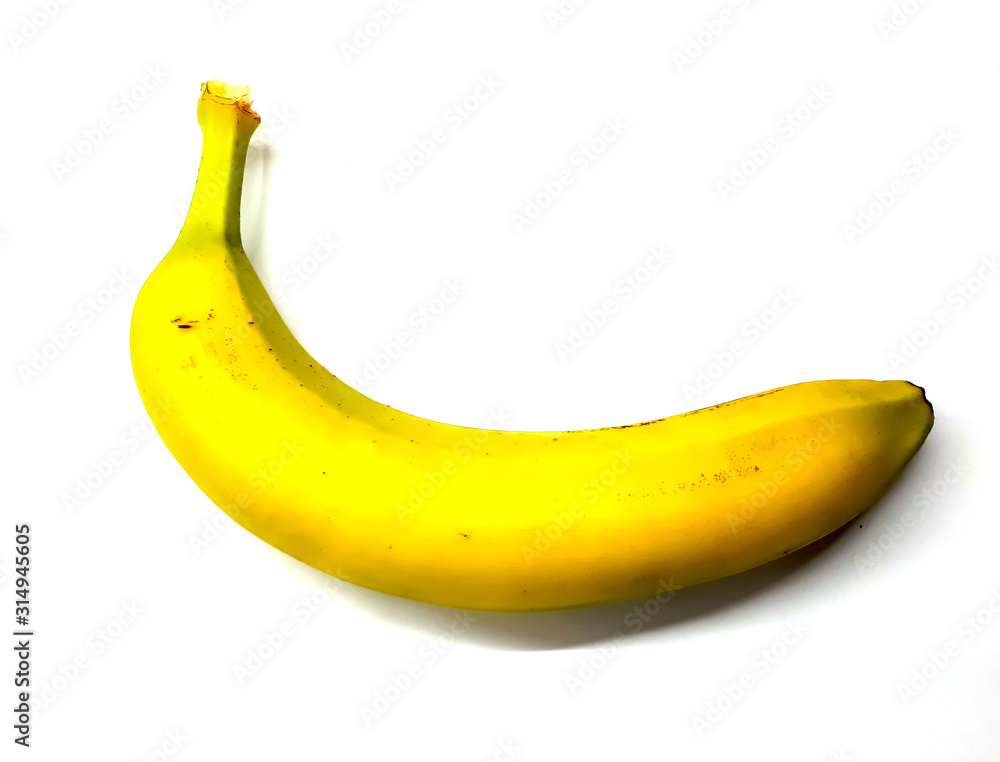  fruit close-up, yellow ripe bananas on an isolated white background