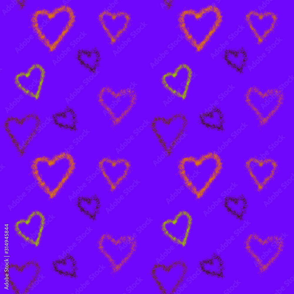 Watercolor hearts seamless background  pattern.Purple watercolor romantic texture. Hand painted romantic texture for packaging, wedding, birthday, Valentine's Day, mother's day