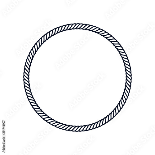 Circle rope frame -Endless rope loop isolated on white, including clipping path.