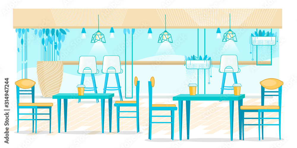 Fast Food Cafe, Bistro with Comfortable Seats Fast Food Cafe, Bistro with Comfortable Seats