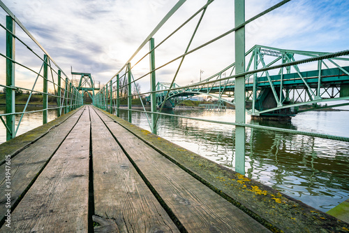 Historic riveted bridge and ancillary structures.