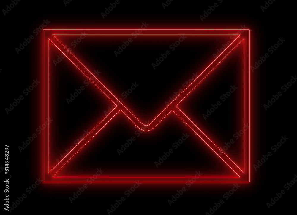 Neon message, envelope shapes. Email, contact and communication concept with shape of envelope with glowing light. Neon message, envelope shapes. Email, contact and communication concept with shape of envelope with glowing light.