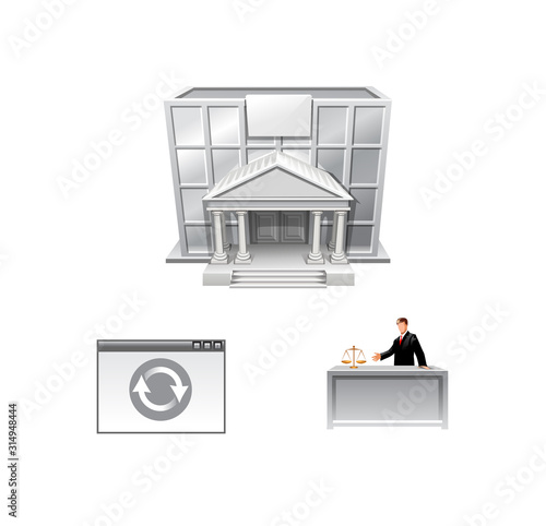 set of banking building, the reception, web page