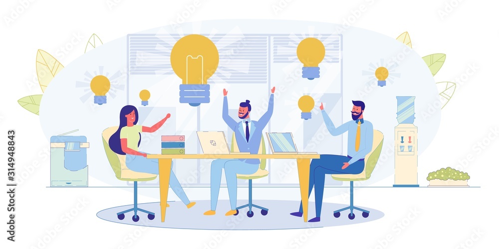 Business Team Brainstorming Flat Vector Concept Business Team Brainstorming Flat Vector Concept