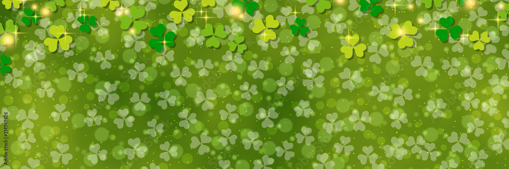 St.Patrick's Day green vector background with clover leaves St.Patrick's Day green vector background with clover leaves