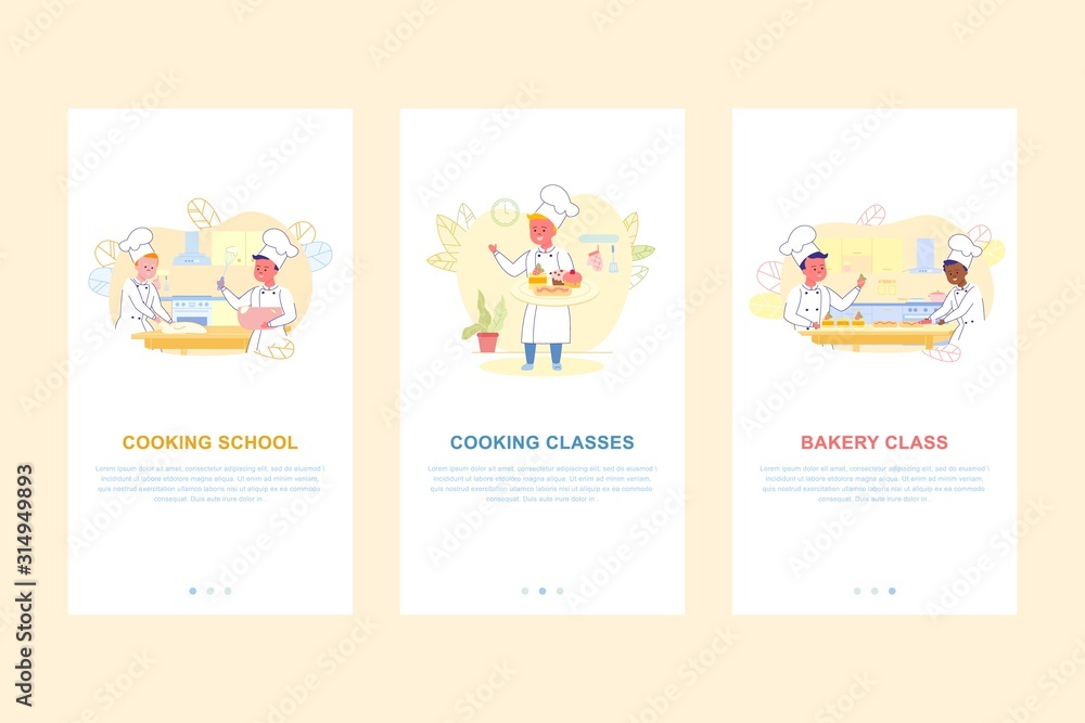 Kids Cooking or Bakery Chef School Mobile Page Set
