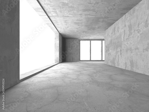 Dark concrete empty room. Modern architecture design