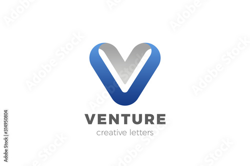 Letter V Logo design vector template Ribbon Font style Typography.