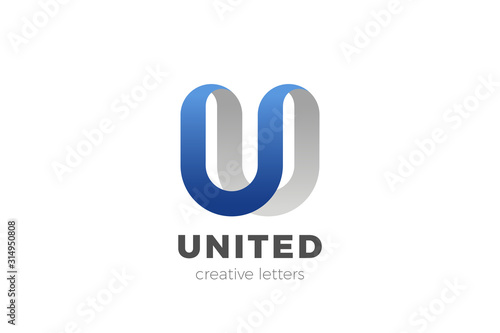 Letter U Logo design vector template Ribbon Font style Typography.