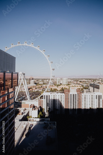 Vue sur la grande roue de Las Vegas et ses building 