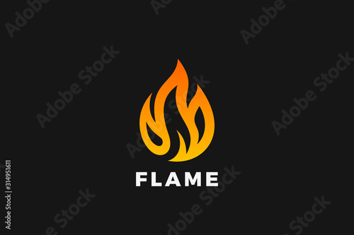 Fire Logo Flame design vector template. Burning Campfire Drop Droplet shape Logotype concept ico