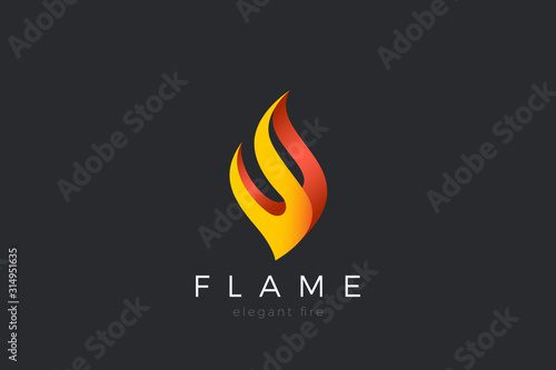Fire Logo Flame design vector template. Elegant shape abstract Luxury Fashion Logotype concept ico
