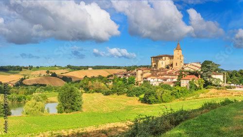 Summer landscape - view of the village of Lavardens, in the historical province Gascony, the region of Occitanie of southwestern France