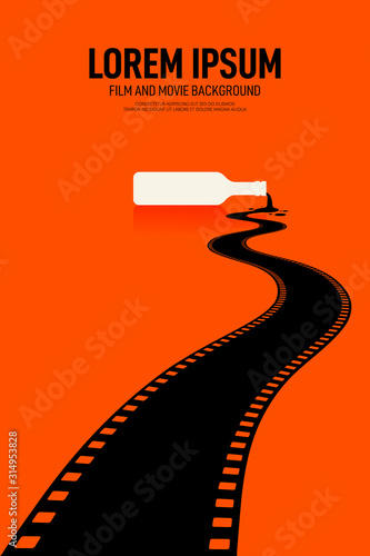 Movie and film poster design template background vintage retro style