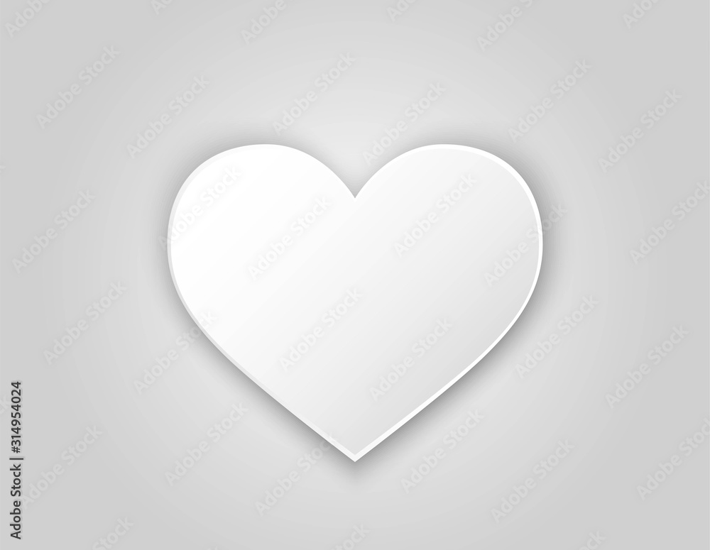 white heart with shadow. valentine's day design element white heart with shadow. valentine's day design element
