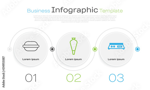 Set line Macaron cookie , Pastry bag for decorate cakes and Electronic scales . Business infographic template. Vector