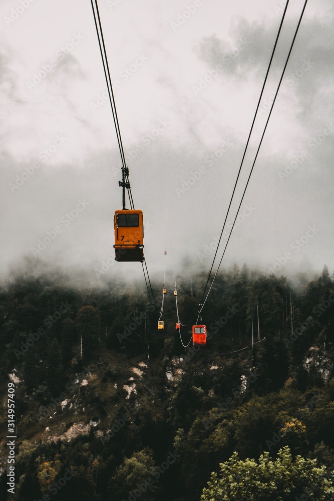 cable car in mountains