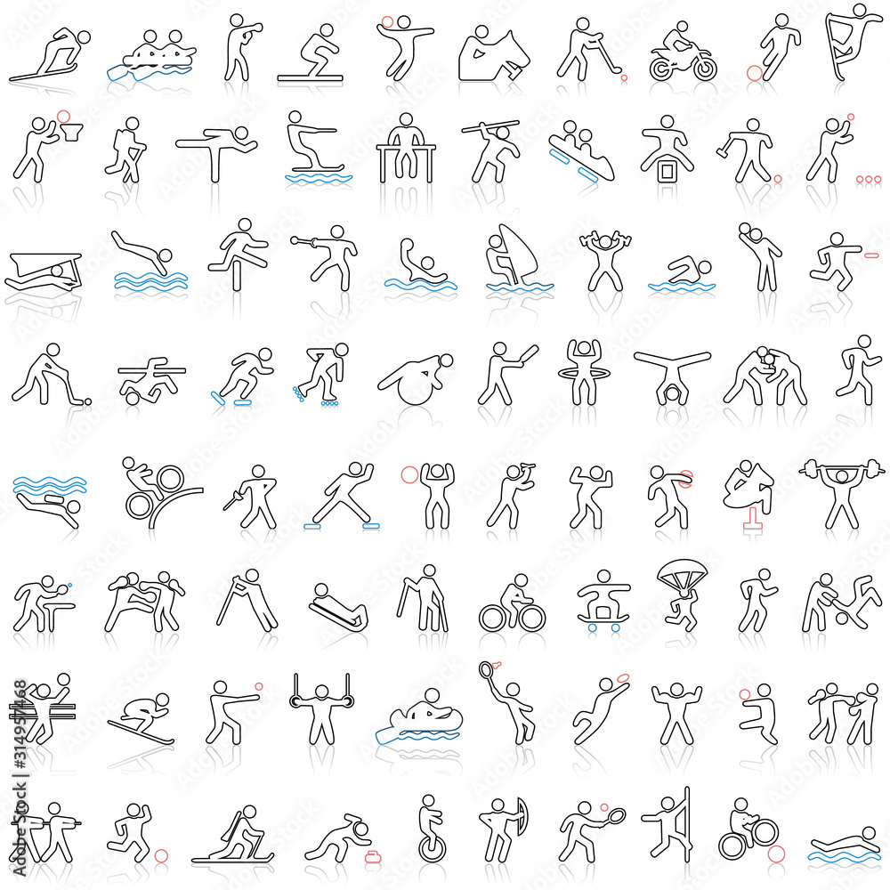 Sport line icon set, game symbols collection Sport line icon set, game symbols collection