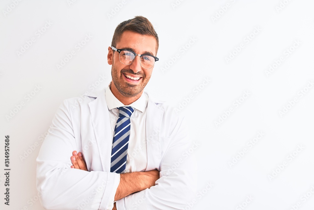 Young handsome therapist man over isolated background happy face smiling with crossed arms looking at the camera. Positive person. Young handsome therapist man over isolated background happy face smiling with crossed arms looking at the camera. Positive person.