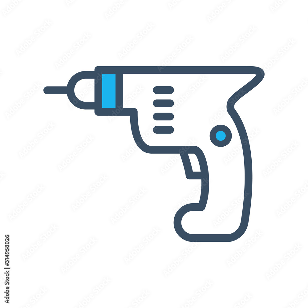 Electric drill icon in flat color style Electric drill icon in flat color style