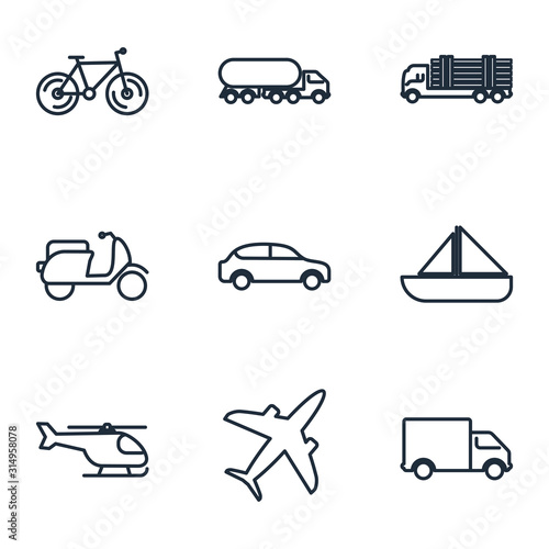 Set Transport vehicle icon template color editable. vehicle and delivery pack symbol vector sign isolated on white background illustration for graphic and web design.
