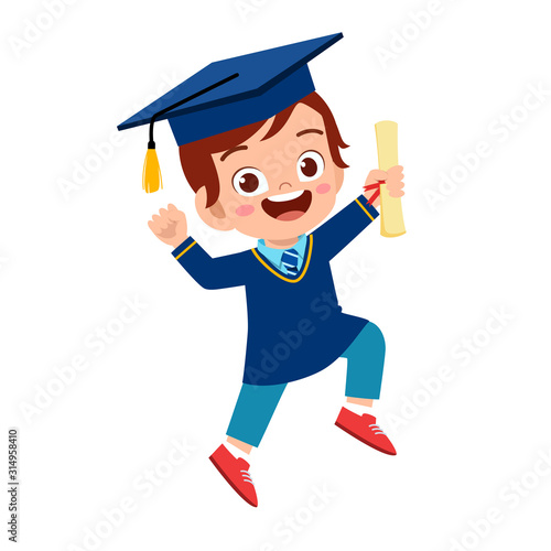 happy cute little kid boy graduate from school