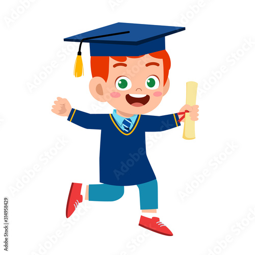 happy cute little kid boy graduate from school