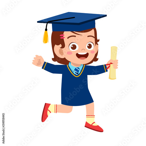 happy cute little kid girl graduate from school