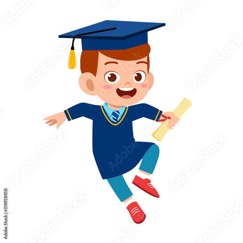 happy cute little kid boy graduate from school