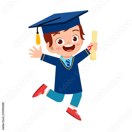happy cute little kid boy graduate from school