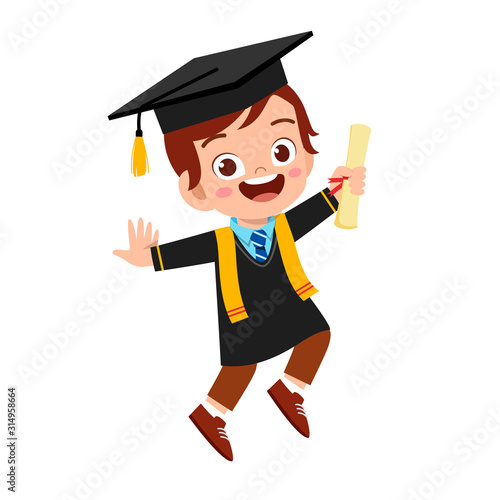 happy cute little kid boy graduate from school